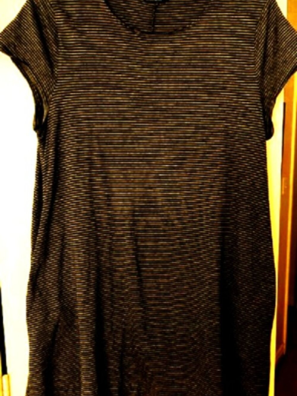 Gap black & gray striped t-shirt dress with pockets women's XXL